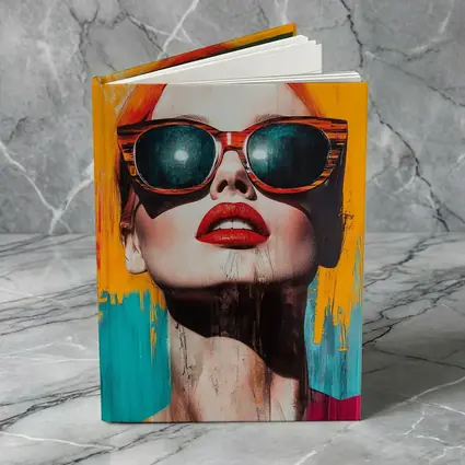 Red Hair Woman Sunglasses Pop Art Yellow