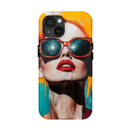 Red Hair Woman Sunglasses Pop Art Yellow