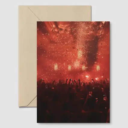 Red Concert Hall Crowd Confetti Celebration