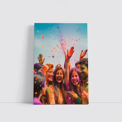 Friends Celebrating Holi Festival Colorful Powder