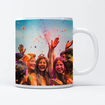 Friends Celebrating Holi Festival Colorful Powder