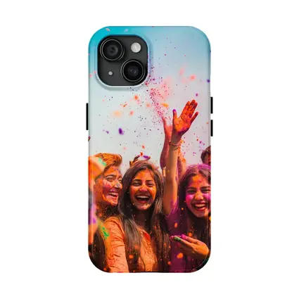 Friends Celebrating Holi Festival Colorful Powder