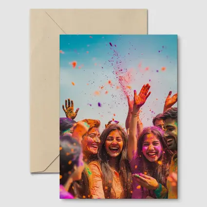 Friends Celebrating Holi Festival Colorful Powder