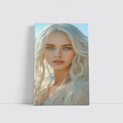 White Hair Blue Eyes Woman Portrait