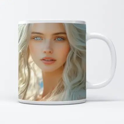 White Hair Blue Eyes Woman Portrait