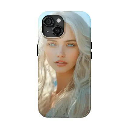 White Hair Blue Eyes Woman Portrait