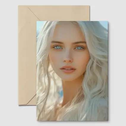 White Hair Blue Eyes Woman Portrait