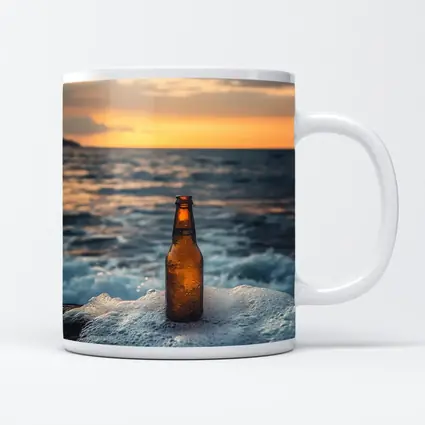 Cold Beer Bottle Ocean Sunset Waves