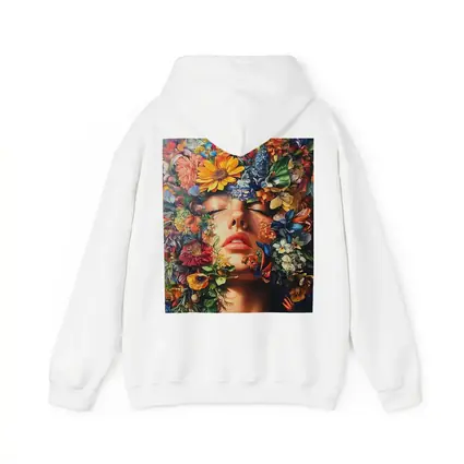 Woman Face Surrounded By Colorful Wildflowers Art
