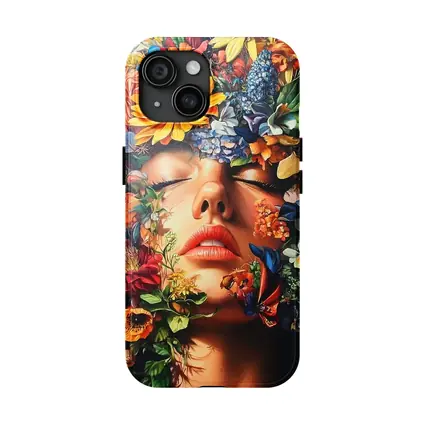 Woman Face Surrounded By Colorful Wildflowers Art