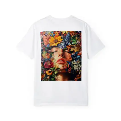 Woman Face Surrounded By Colorful Wildflowers Art