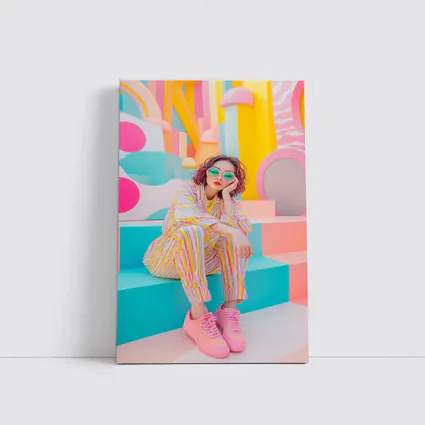 Pastel Fashion Girl Colorful Pop Art Background