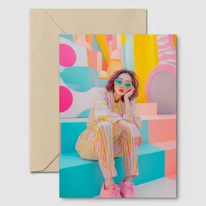 Pastel Fashion Girl Colorful Pop Art Background