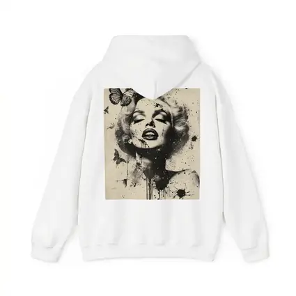 Marilyn Monroe Black White Ink Splash Butterflies