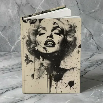 Marilyn Monroe Black White Ink Splash Butterflies