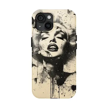 Marilyn Monroe Black White Ink Splash Butterflies