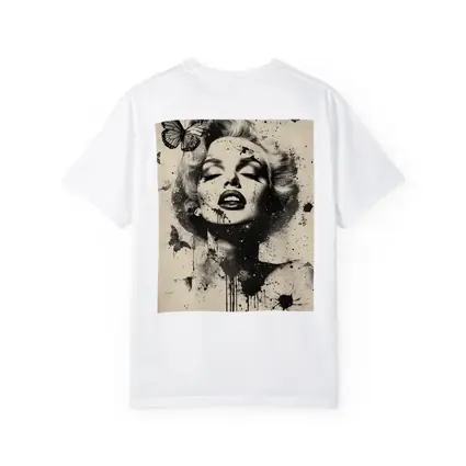 Marilyn Monroe Black White Ink Splash Butterflies