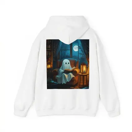 Cute Ghost Reading Book Cozy Night