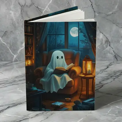 Cute Ghost Reading Book Cozy Night