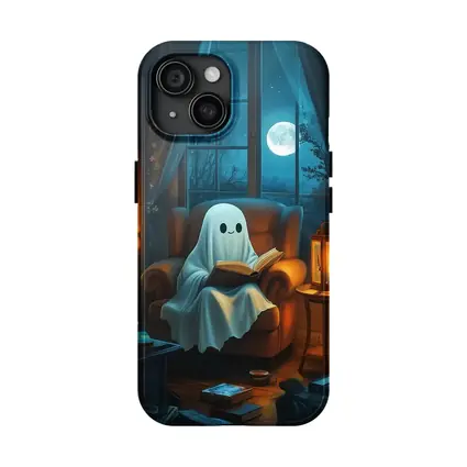 Cute Ghost Reading Book Cozy Night