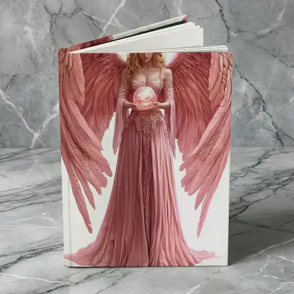 Pink Angel Woman Holding Glowing Orb