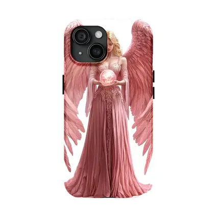 Pink Angel Woman Holding Glowing Orb