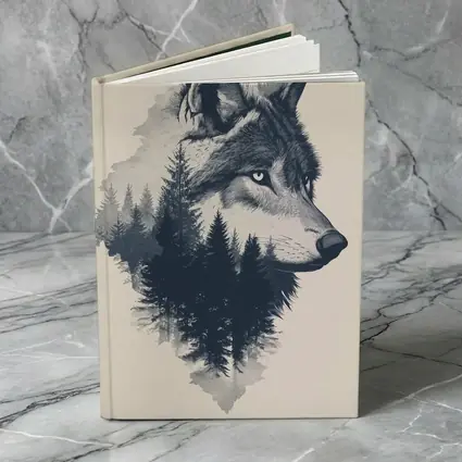 Wolf Double Exposure Pine Forest Art