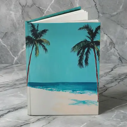 Two Palm Trees Tropical Beach Painting