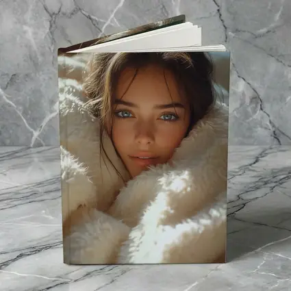 Young Woman Wrapped In Cozy White Blanket