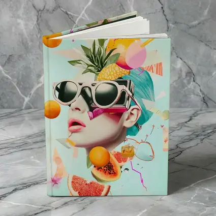 Pop Art Woman Sunglasses Tropical Fruits Collage