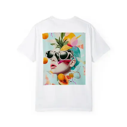 Pop Art Woman Sunglasses Tropical Fruits Collage