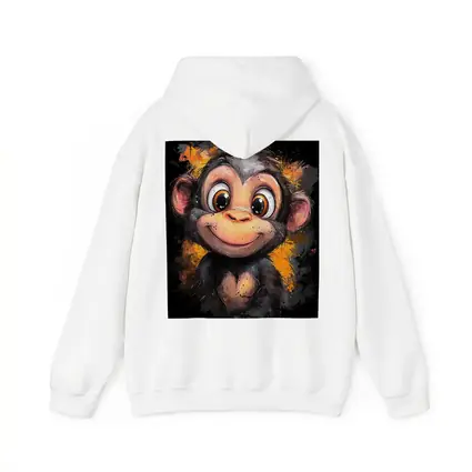 Cute Baby Monkey Cartoon Orange Splash Art