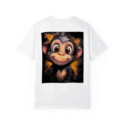 Cute Baby Monkey Cartoon Orange Splash Art
