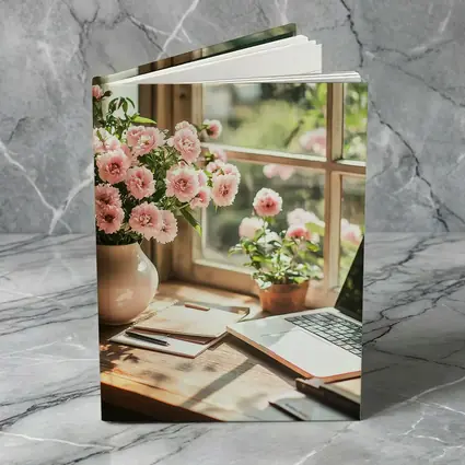 Pink Flowers Desk Window Cozy Home Office