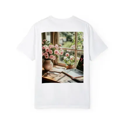 Pink Flowers Desk Window Cozy Home Office