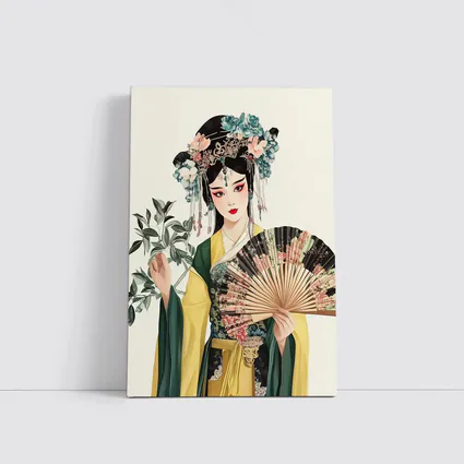 Chinese Opera Performer With Fan Illustration