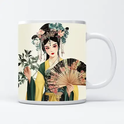 Chinese Opera Performer With Fan Illustration