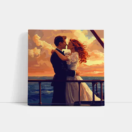 Romantic Couple Embracing at Ocean Sunset