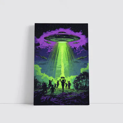 UFO Abduction Green Beam Night Sky