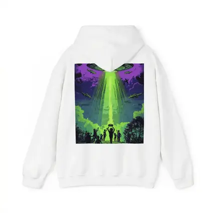 UFO Abduction Green Beam Night Sky