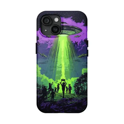 UFO Abduction Green Beam Night Sky