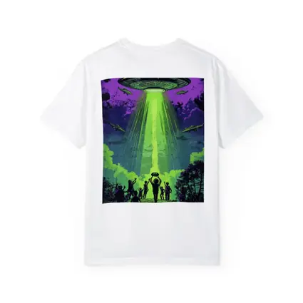 UFO Abduction Green Beam Night Sky