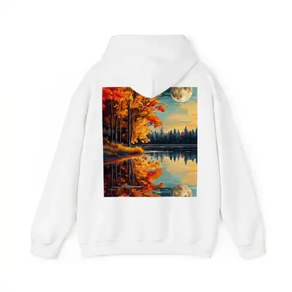 Autumn Lake Reflection Full Moon Night