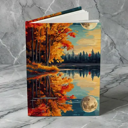 Autumn Lake Reflection Full Moon Night