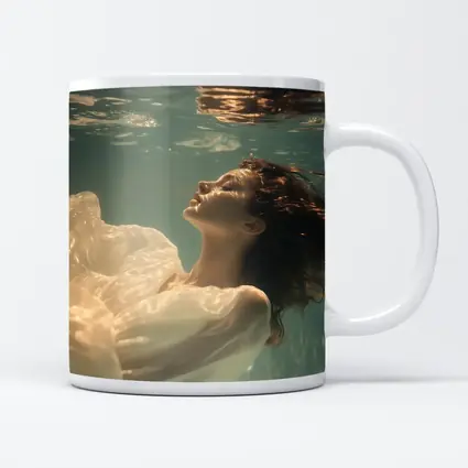 Woman Floating Underwater White Flowing Dress
