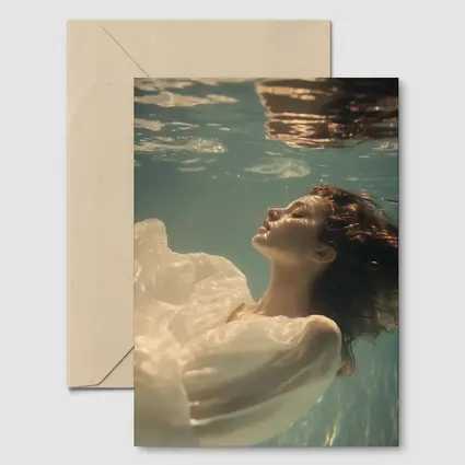 Woman Floating Underwater White Flowing Dress
