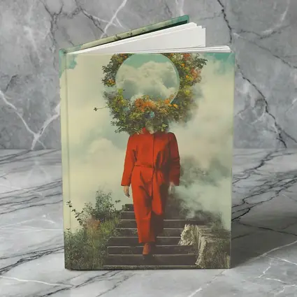 Surreal Figure Red Suit Floral Sky