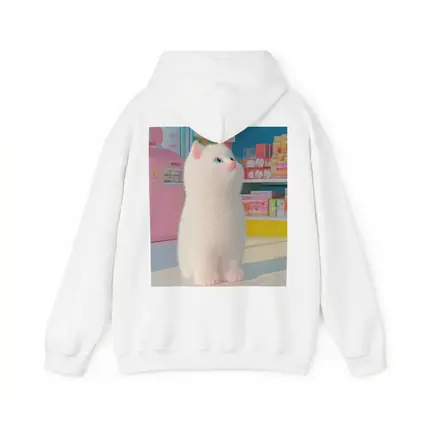 White Cat Cartoon Convenience Store Scene