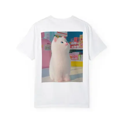 White Cat Cartoon Convenience Store Scene