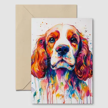 Colorful Cocker Spaniel Watercolor Paint Splash Art